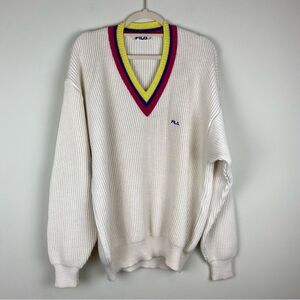 Vintage Fila wool blend v-neck sweater made in Italy size XL